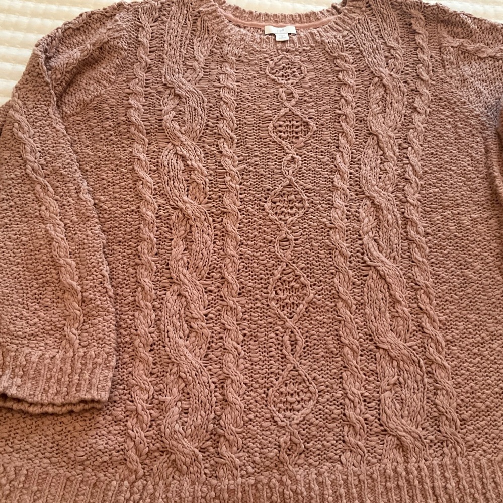 J Jill Plus Size Mauve Cotton Cable Knit Sweater - Size 1x - Picture 5 of 5
